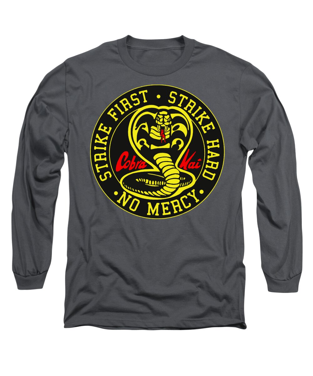Charcoal long sleeve t-shirt with circular cobra logo graphic on front