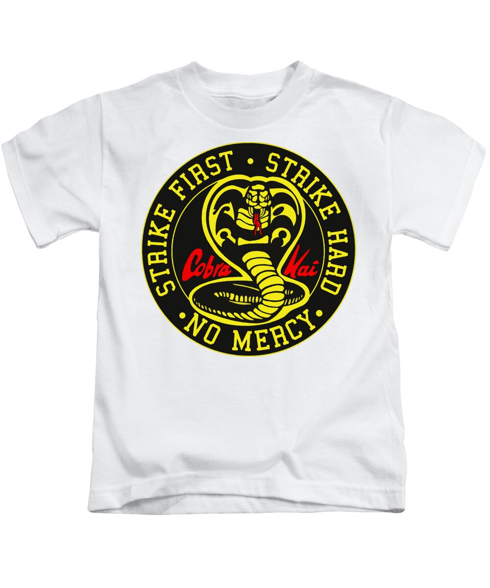 Kids white T-shirt with Cobra Kai circular logo graphic