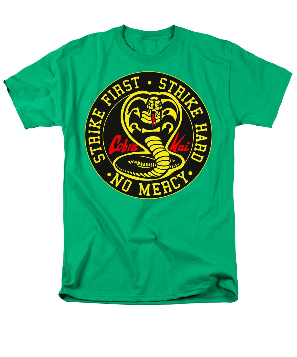 Bright green men's T-shirt with large circular Cobra Kai emblem graphic
