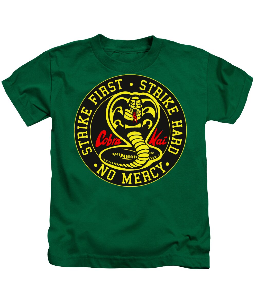 Kids kelly green T-shirt with Cobra karate logo graphic on the chest