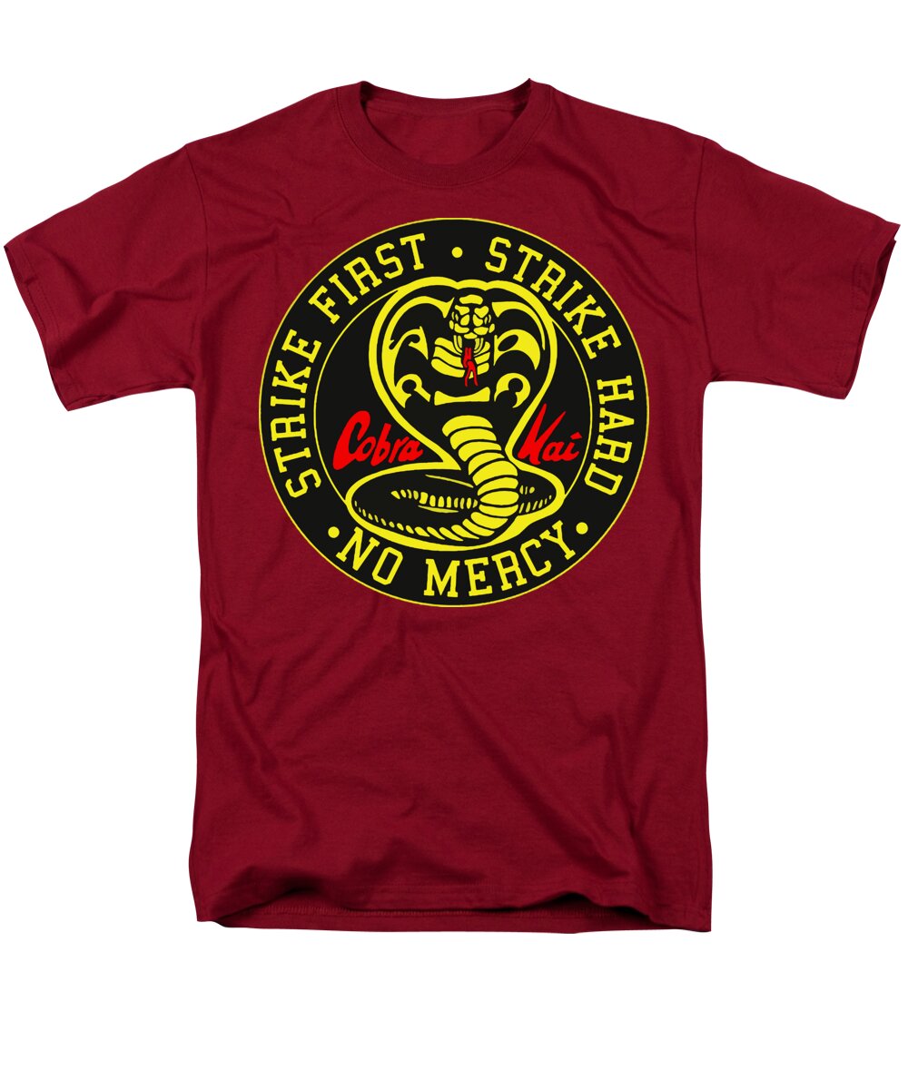 Red men's T-shirt with large circular Cobra Kai emblem graphic
