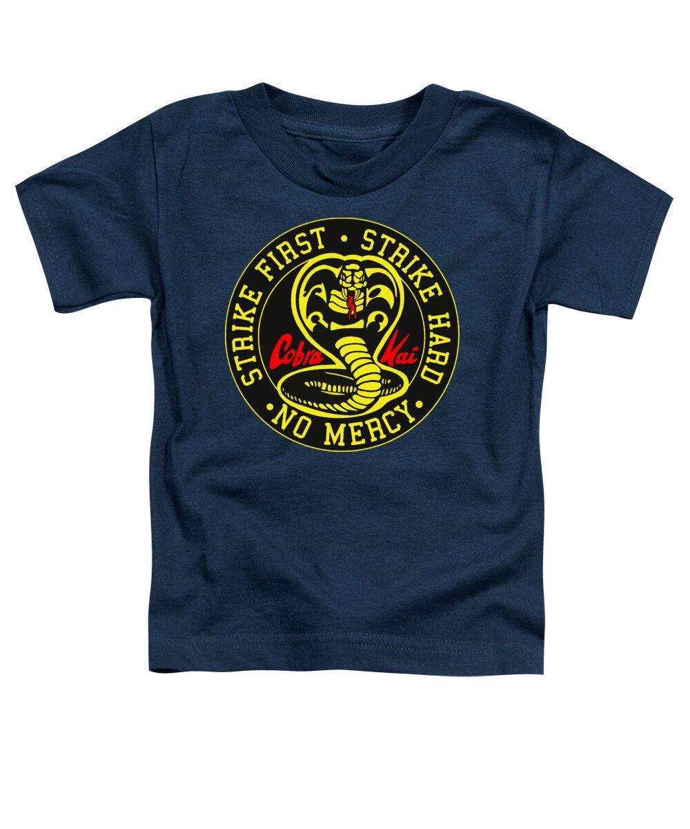 Toddler graphic t-shirt in navy with Cobra Kai Strike First emblem at center