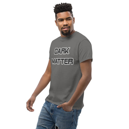 Dark Matter T-shirt, charcoal gray, crew neck, “DARK MATTER” front graphic