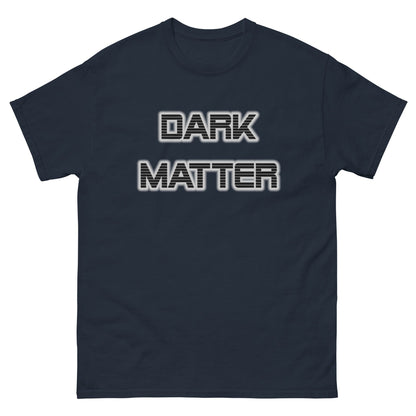 Navy Dark Matter T-shirt with large "DARK MATTER" text graphic on chest