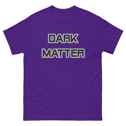 Purple Dark Matter T-shirt with large "DARK MATTER" text graphic on chest