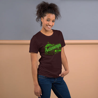 Dark Prince T-shirt, dark maroon, green Half-Blood Sectumsempra logo