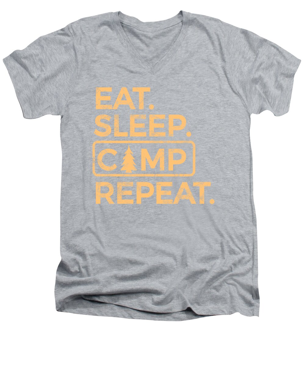 Men's heather gray V-neck t-shirt with camp sign graphic