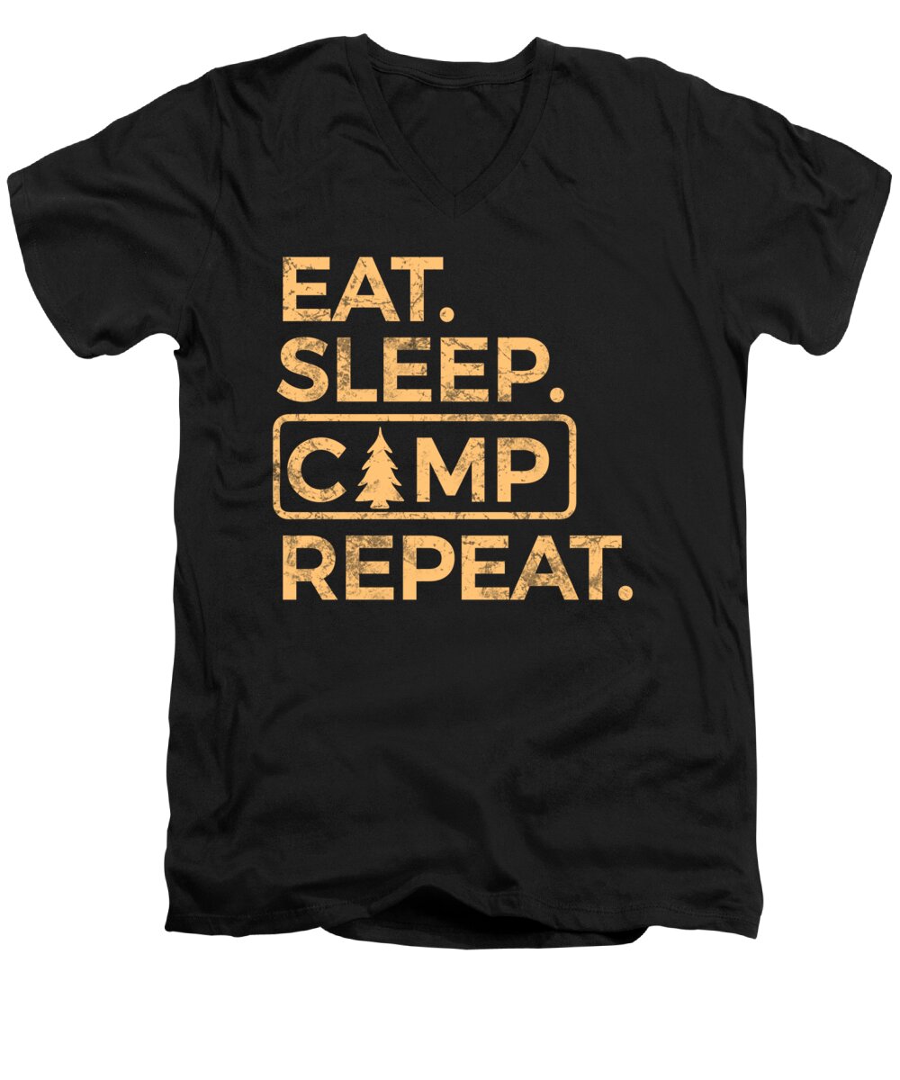 Men's black V-neck t-shirt with camp sign graphic