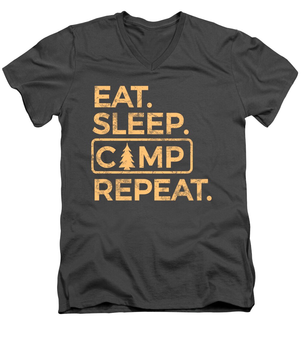 Men's charcoal V-neck t-shirt with camp sign graphic