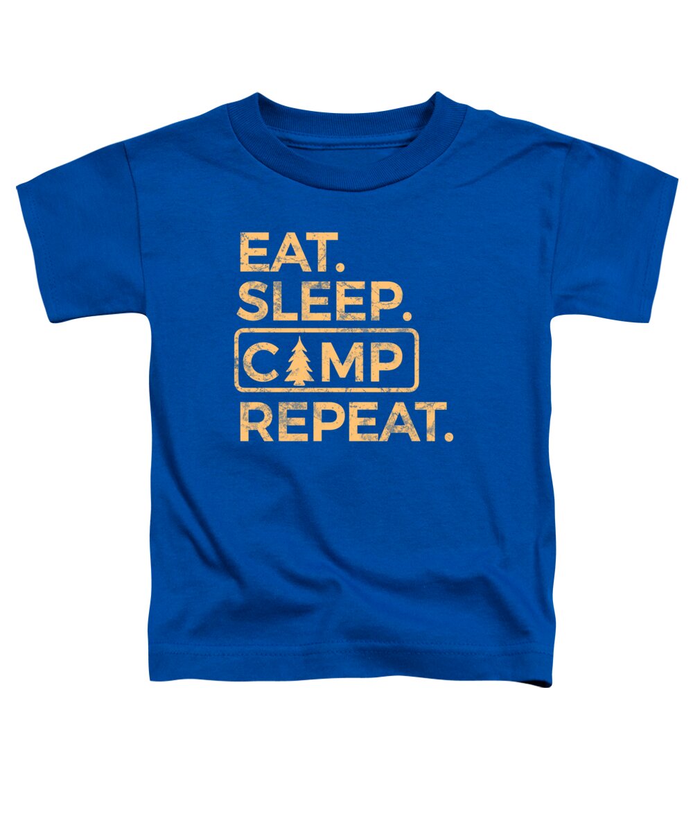 Toddler t-shirt in blue with orange camp text graphic