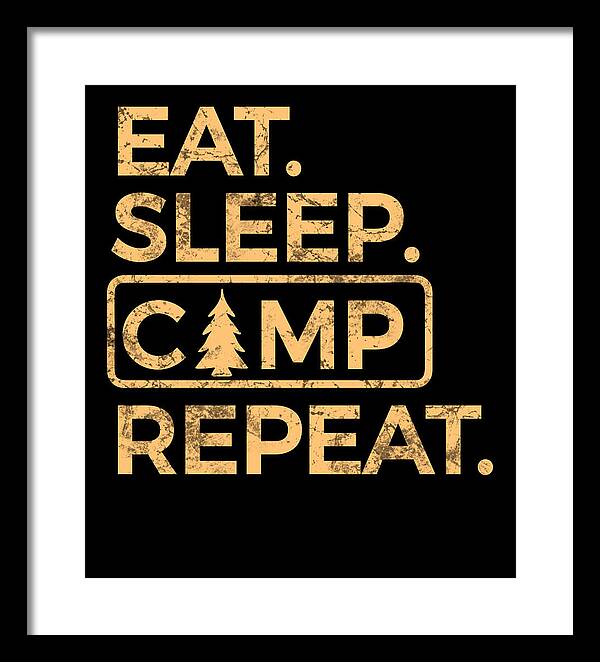 Framed wall art print with gold text on black background and tree icon; black frame, white mat.