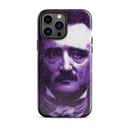 Purple and white gothic face print tough iPhone case with rear camera openings
