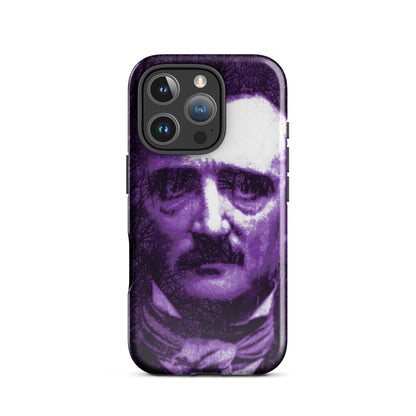 Phone case with purple-and-white portrait face and multi-lens camera cutout