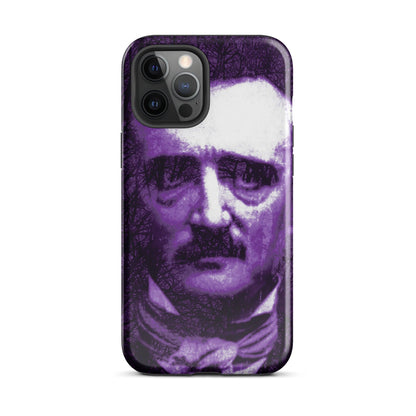 Purple and white gothic face design tough iPhone case with camera module cutout