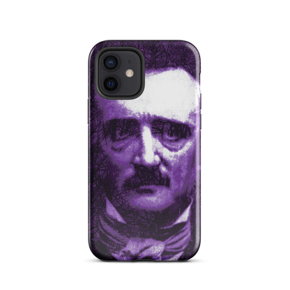 Purple and white gothic face graphic tough iPhone case with raised camera cutout
