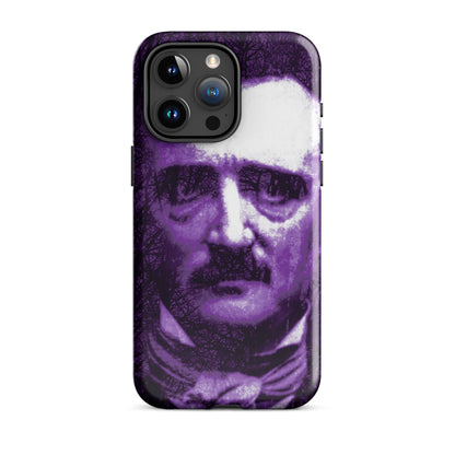 Phone case featuring a purple-and-white portrait face with raised camera panel
