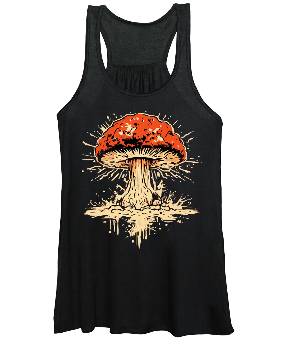 Black women's tank top with explosive mushroom front print