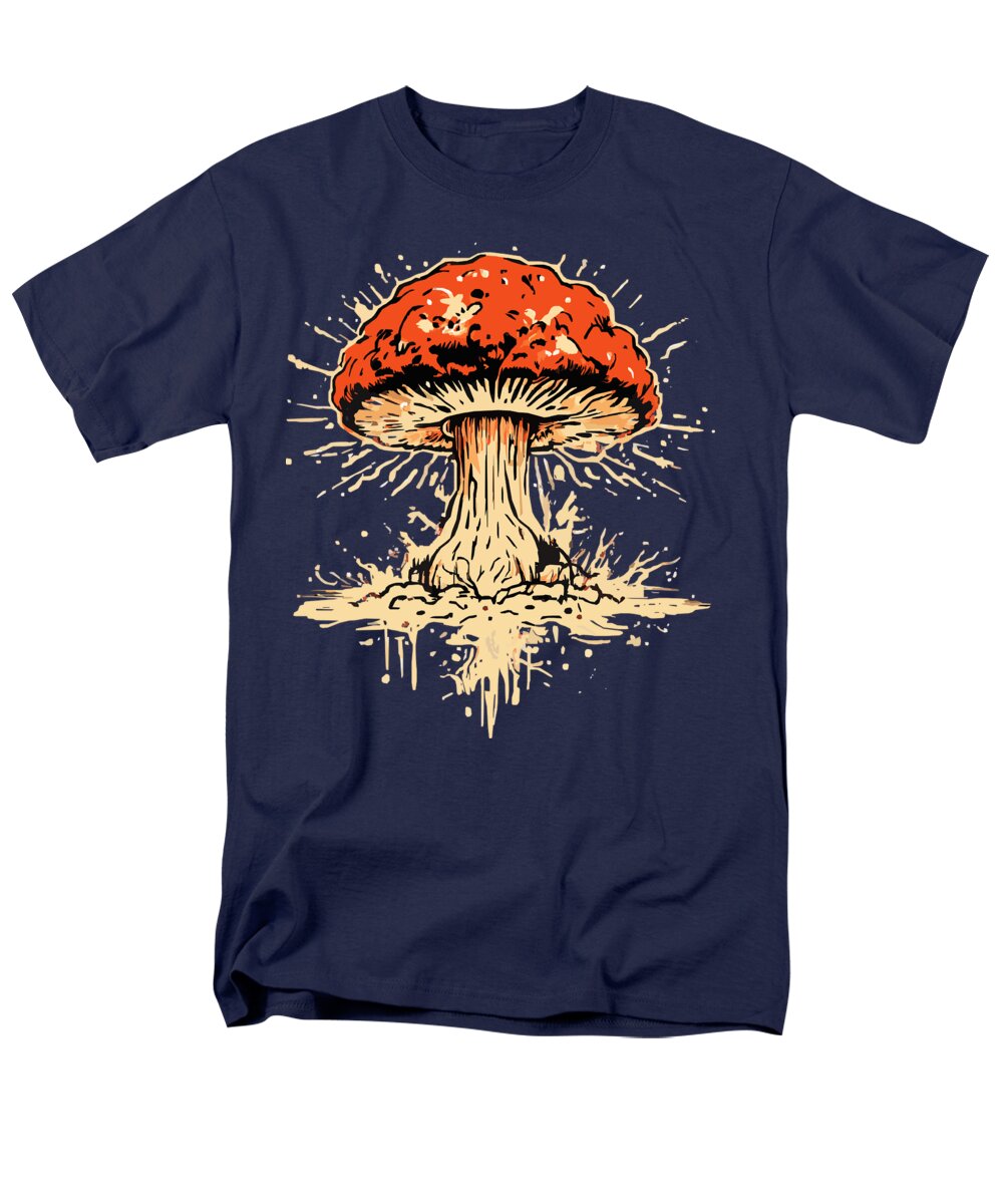 Men's regular-fit T-shirt, navy, with colorful exploding mushroom front graphic.