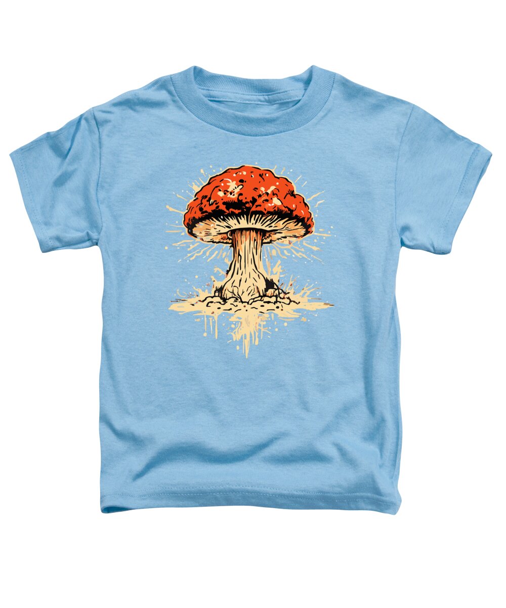Light blue toddler T-shirt with orange mushroom graphic on front