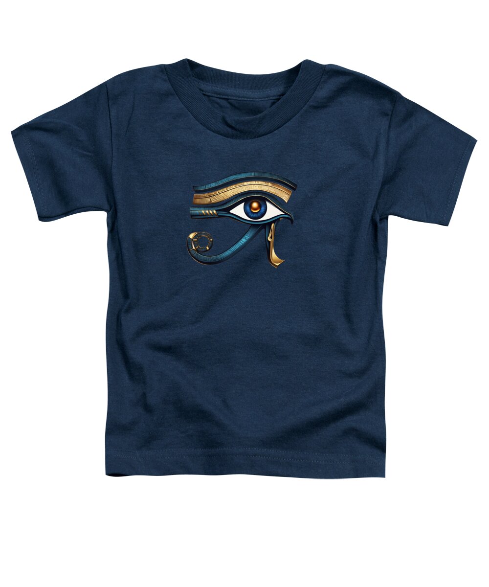 Navy toddler T-shirt with ancient Egyptian eye symbol graphic on front