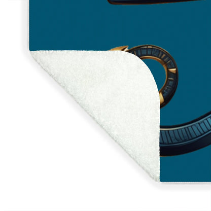 Sherpa fleece blanket corner with Eye of Horus print and white sherpa backing