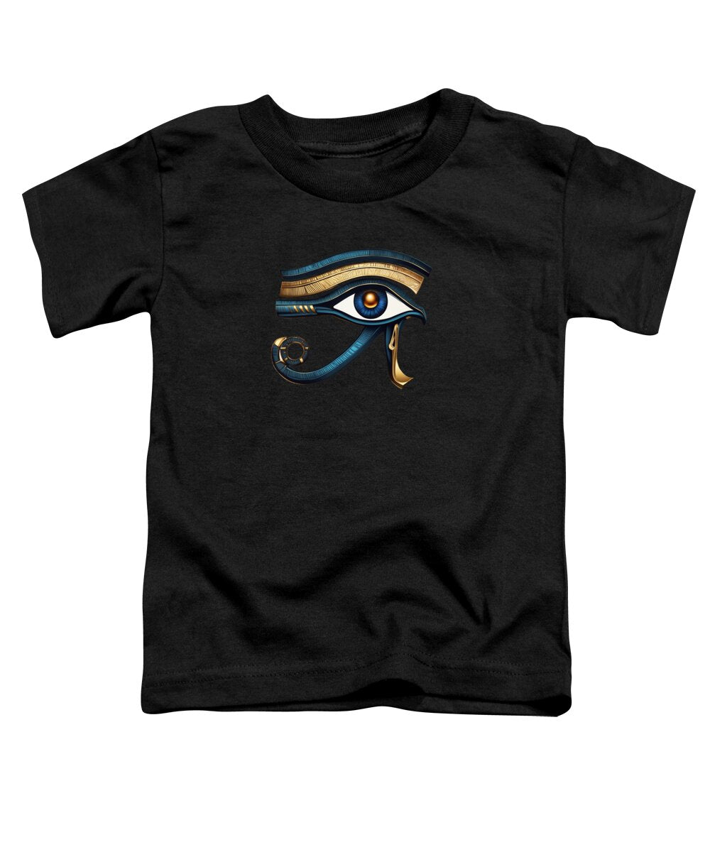 Black toddler T-shirt with ancient Egyptian eye symbol graphic on front