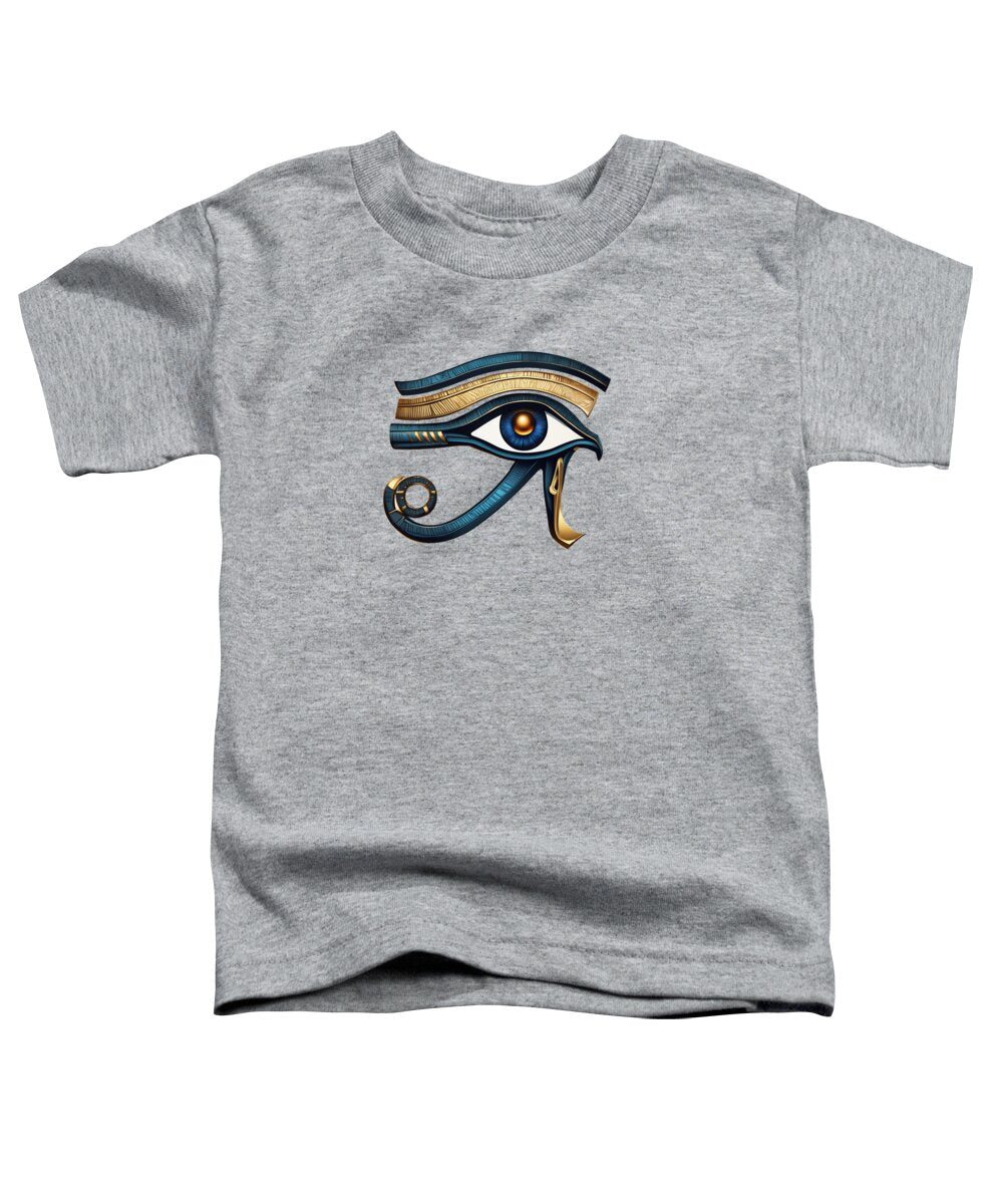 Heather gray toddler T-shirt with ancient Egyptian eye symbol graphic on front