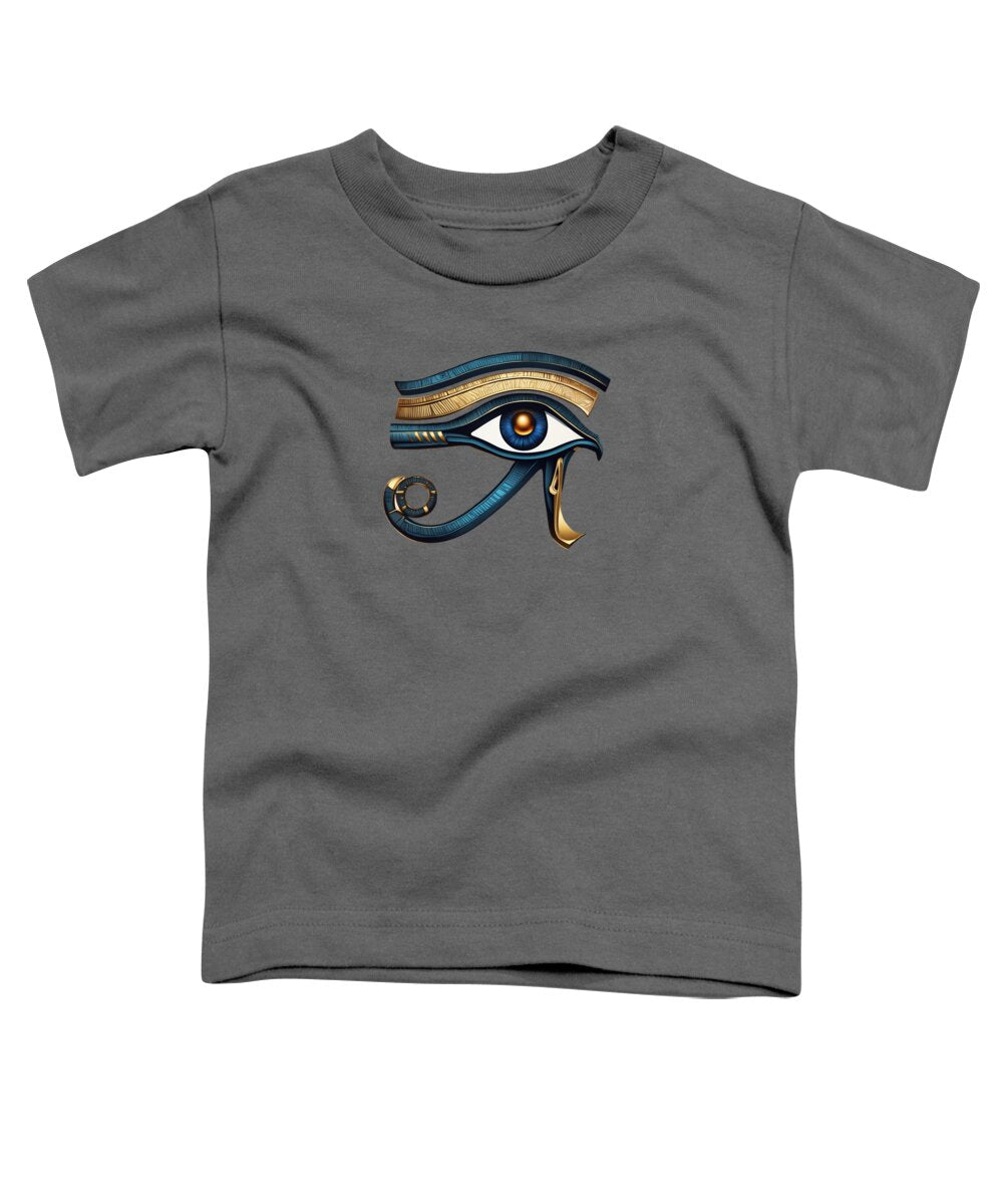 Charcoal gray toddler T-shirt with ancient Egyptian eye symbol graphic on front