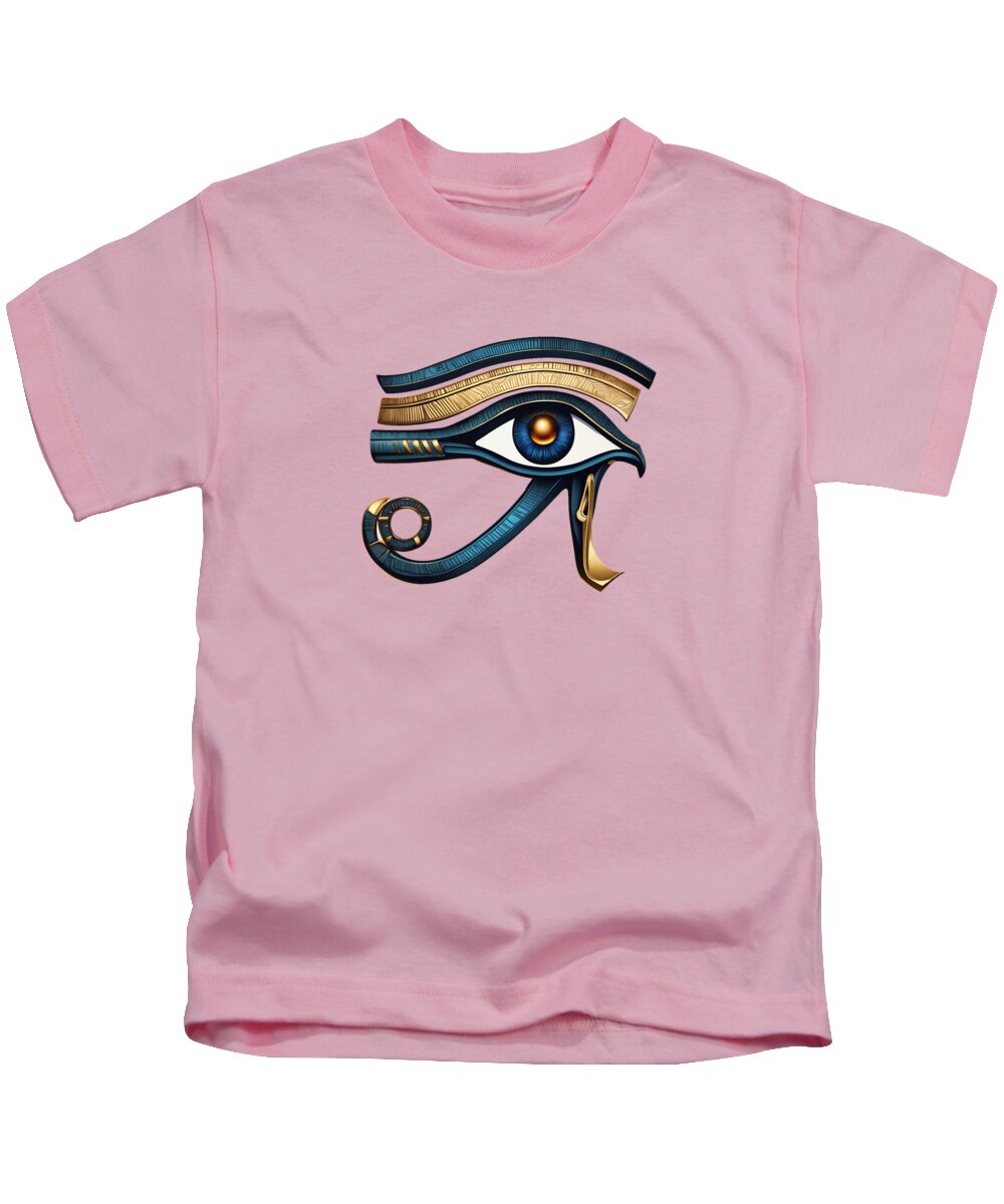 Kids T-shirt in light pink with stylized Eye of Horus symbol print, crew neck