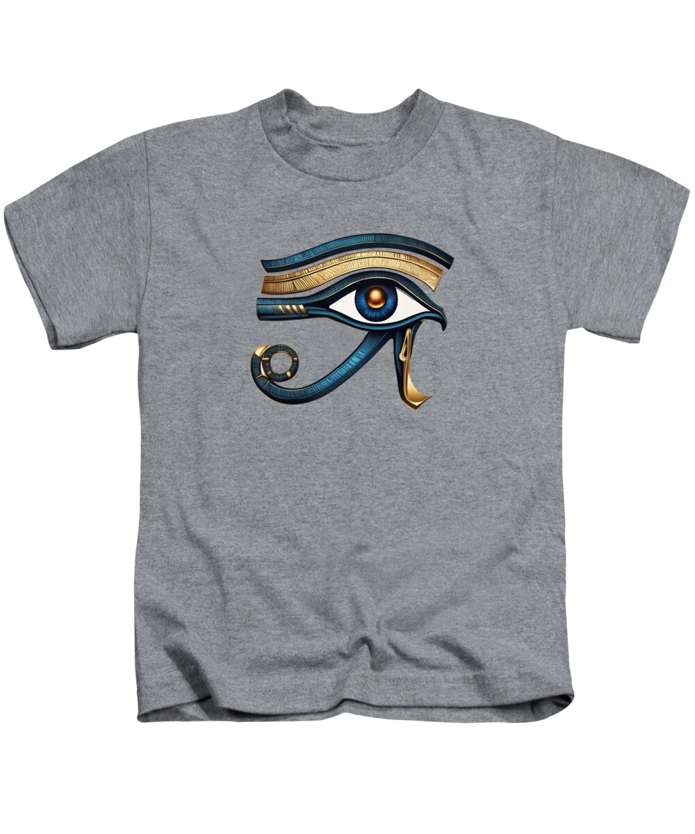 Kids t-shirt in heather gray with Eye of Horus graphic on the chest