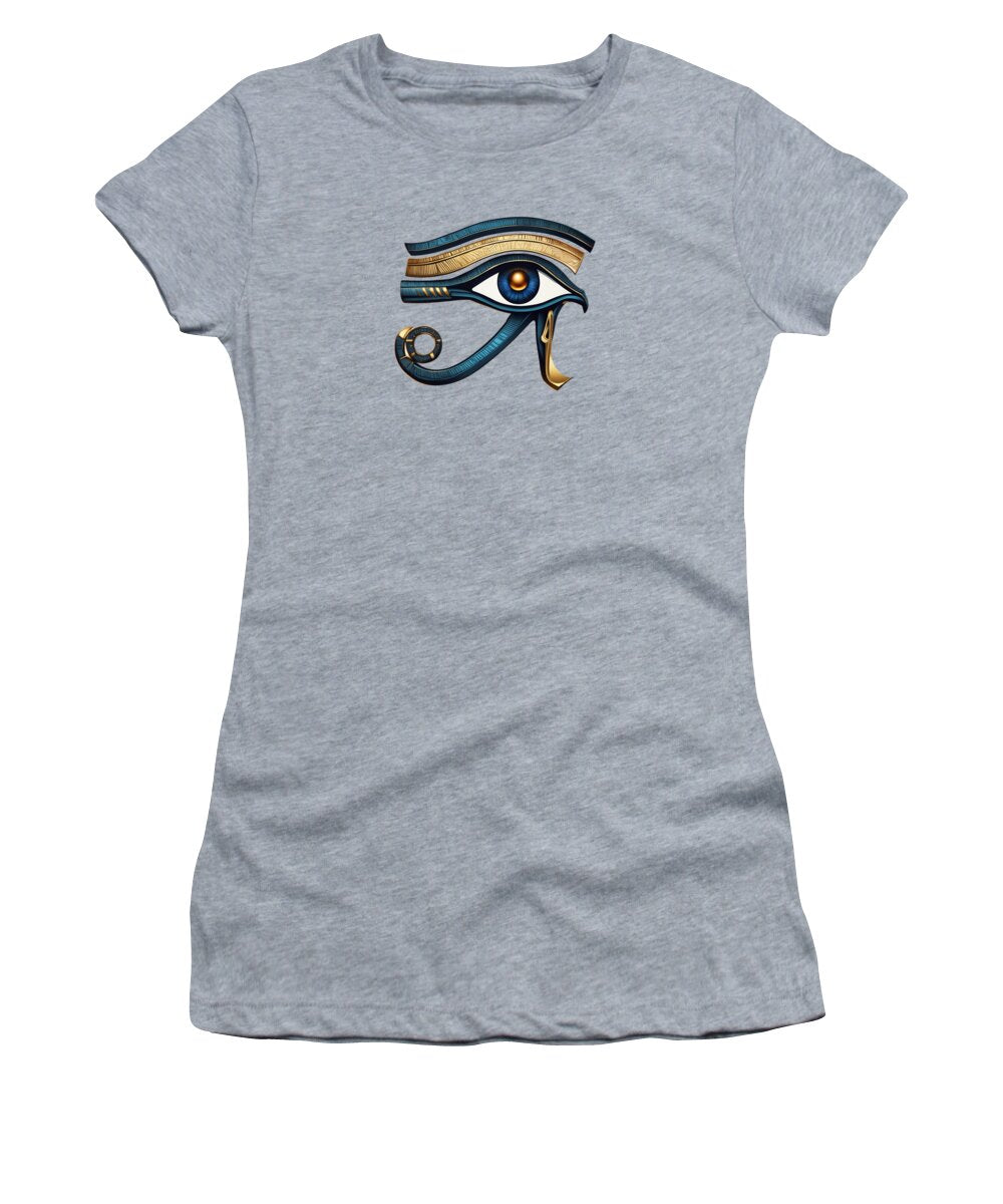 Women's gray T-shirt with Eye of Horus eye symbol graphic