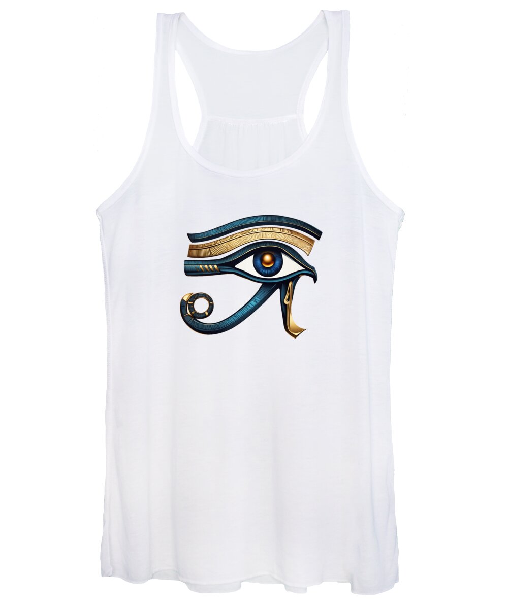 Women's white tank top with Eye of Horus symbol