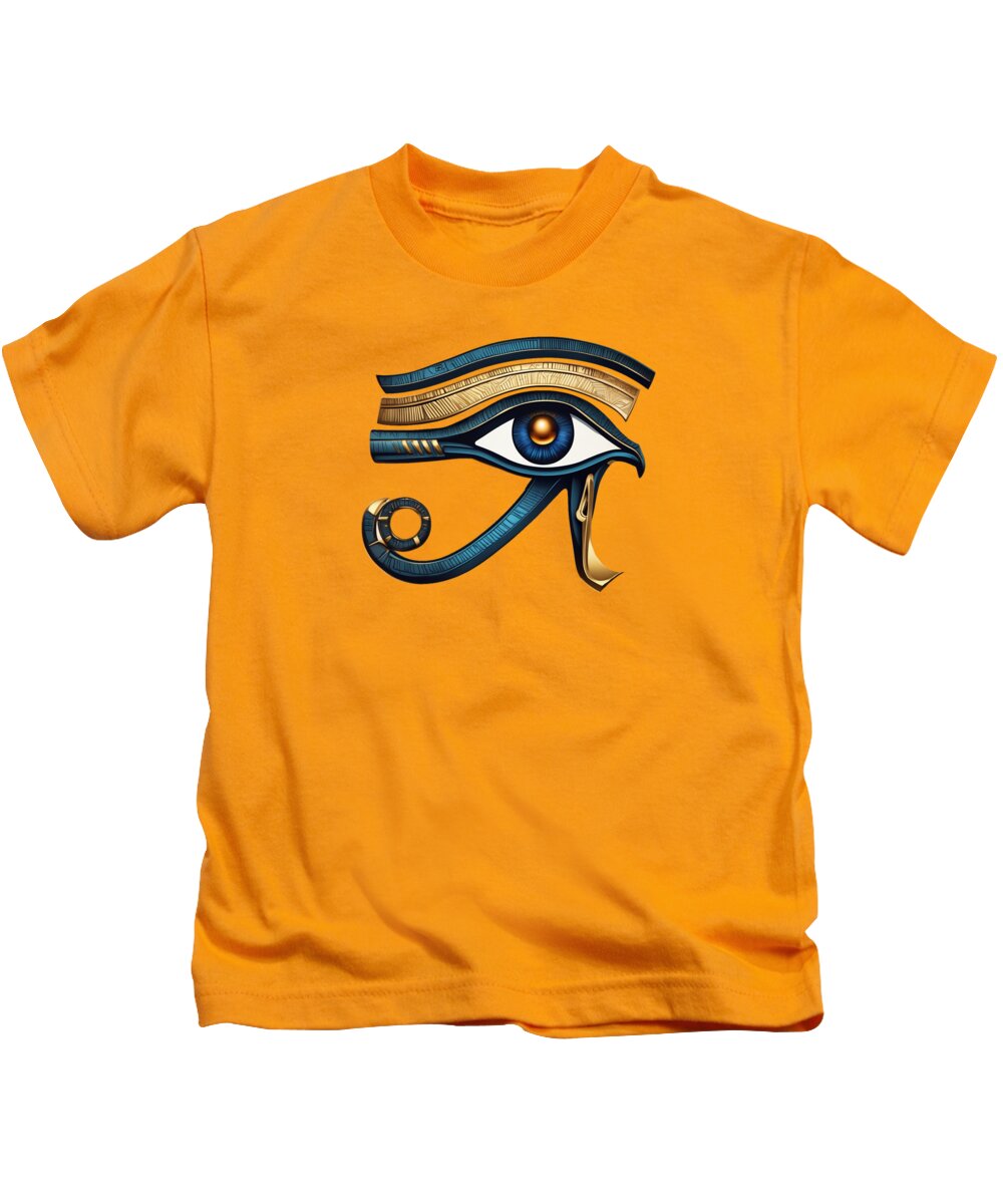 Kids t-shirt in orange with Eye of Horus graphic on the chest
