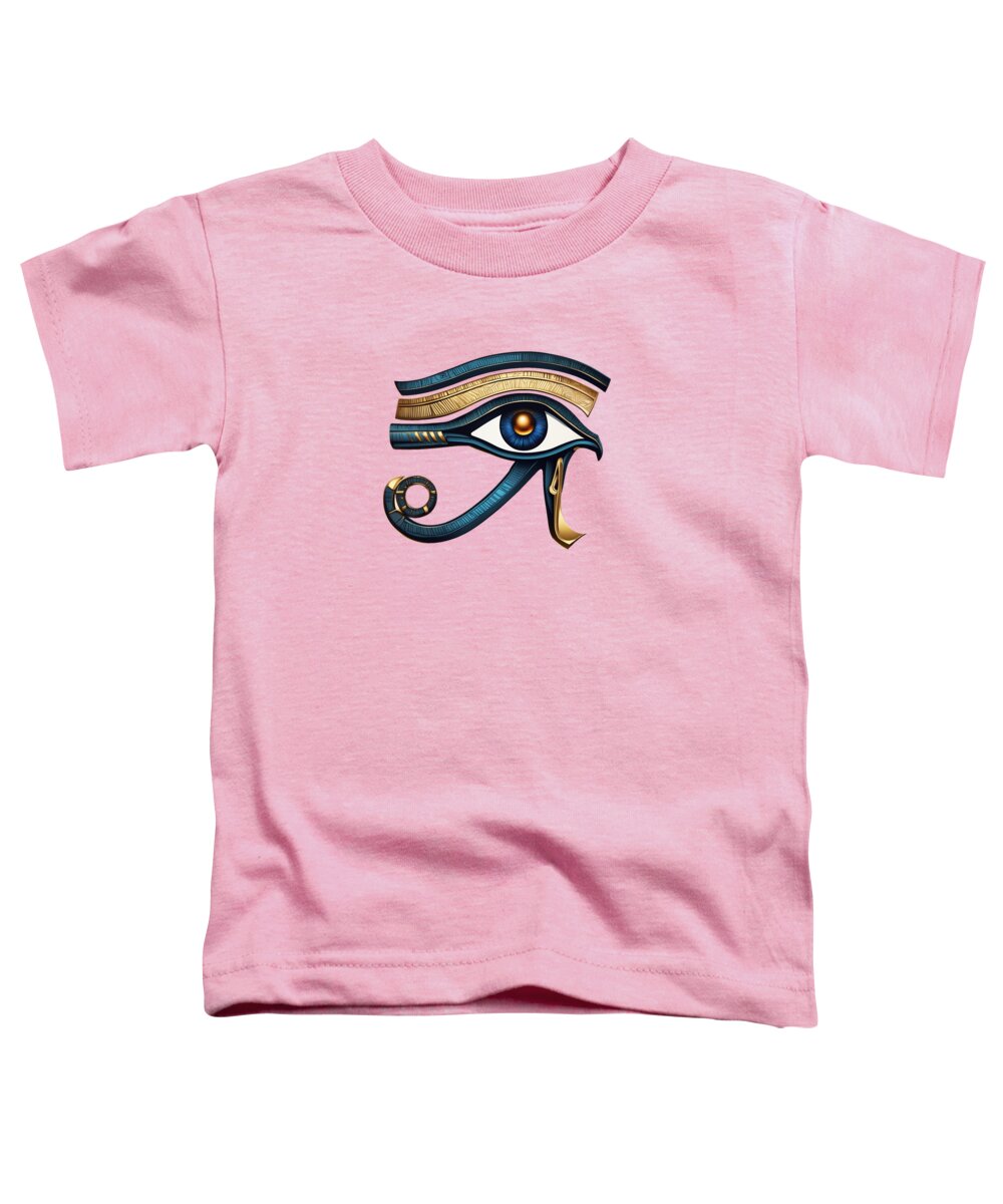Pink toddler T-shirt with ancient Egyptian eye symbol graphic on front