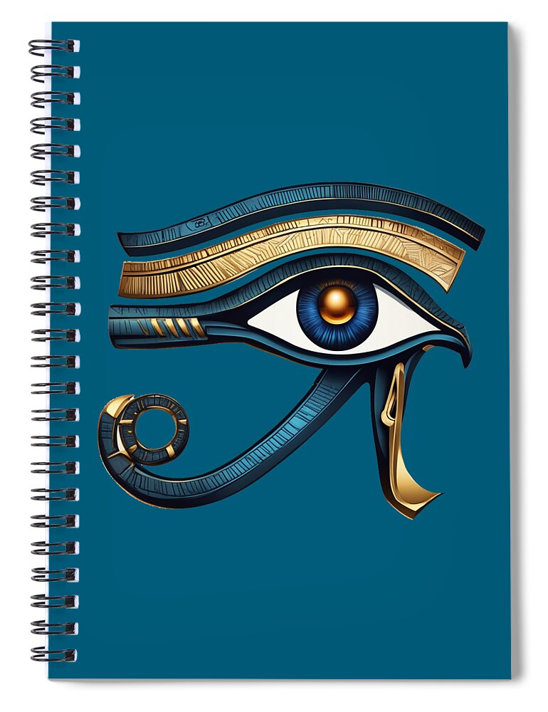 Spiral notebook featuring Eye of Horus symbol in blue and gold