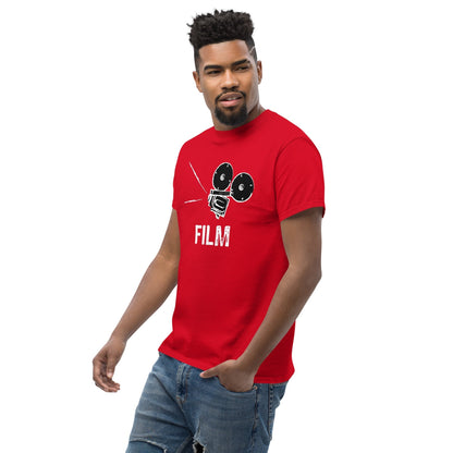 Red film camera graphic T-shirt with “FILM” text on the front