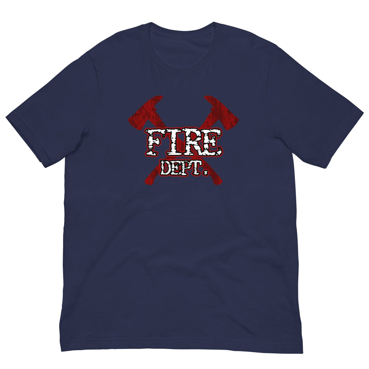 Navy T-shirt with red axes and FIRE DEPT graphic