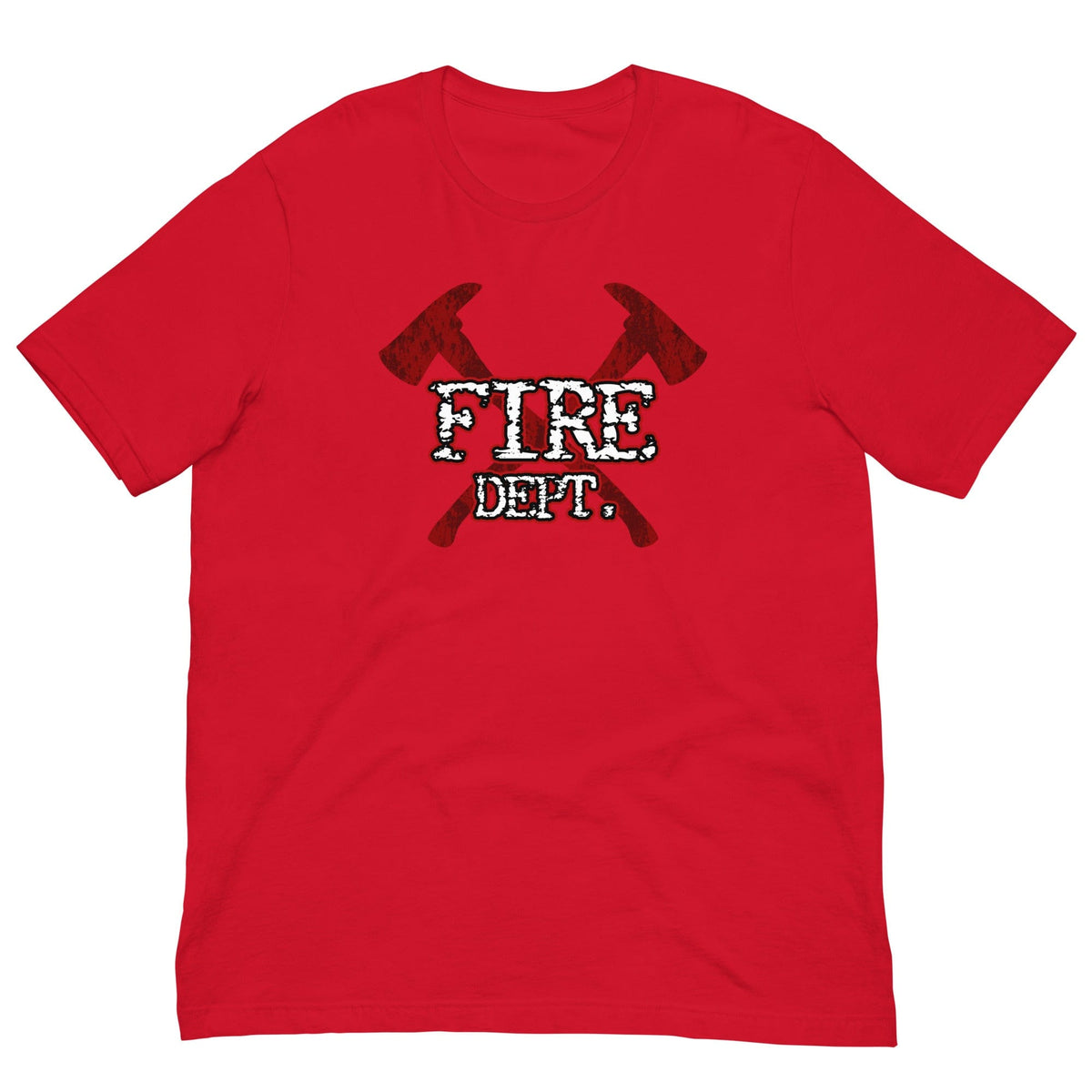 Red T-shirt with red axes and FIRE DEPT graphic