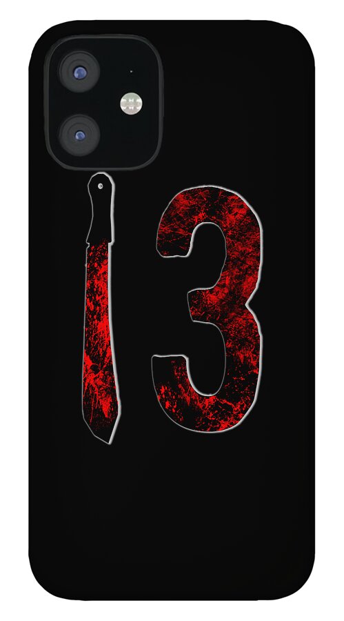 Black phone case with red number 3 and dagger graphic; rear camera cutout shown