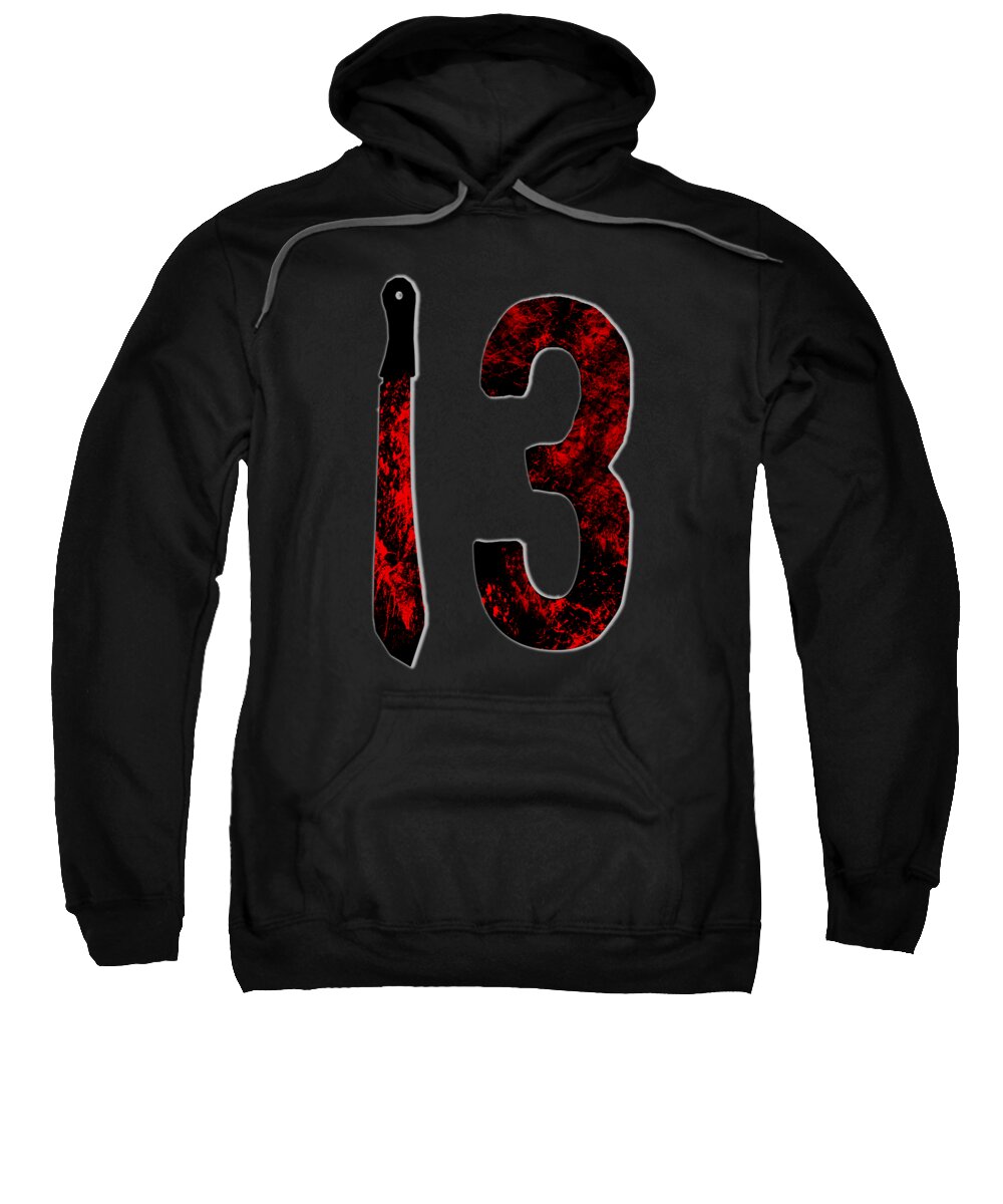 Black hoodie sweatshirt with large red distressed '3' front graphic and kangaroo pocket