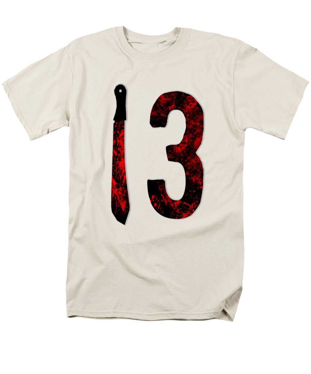 Men's cream T-shirt with red-and-black "I 3" graphic on the front