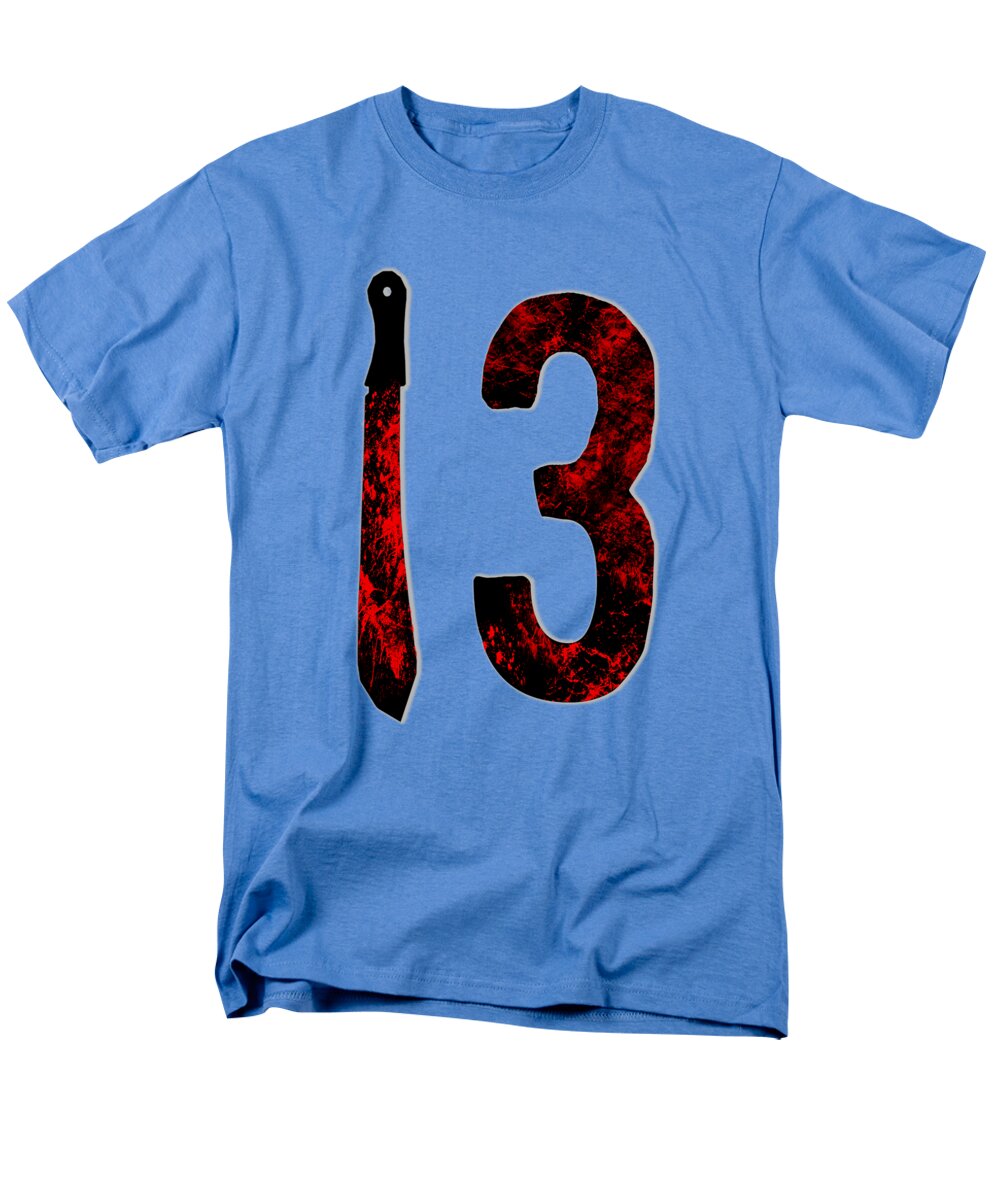 Men's light blue T-shirt with red-and-black "I 3" graphic on the front