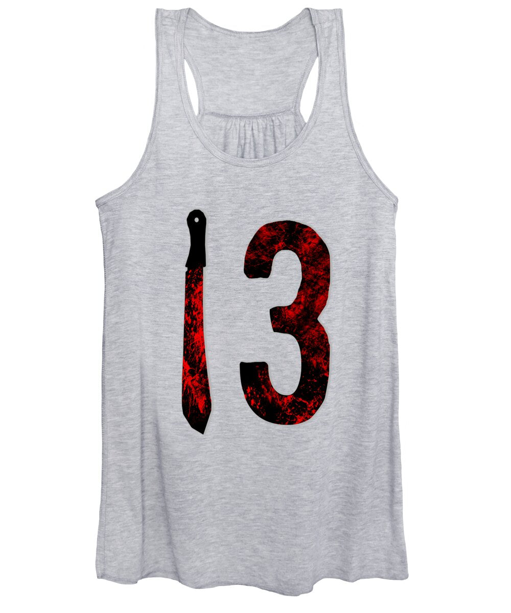 Women's tank top, heather gray, distressed 13 front graphic