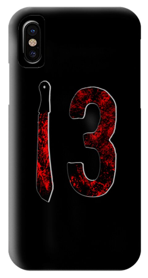Phone case with red distressed 3 and knife graphic on black, single rear camera.