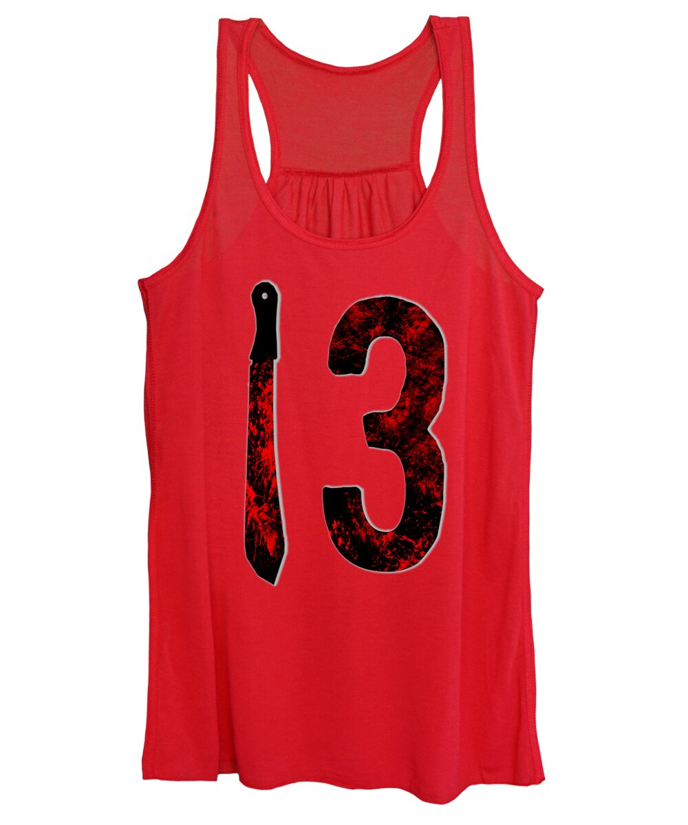 Women's tank top, red, distressed 13 front graphic