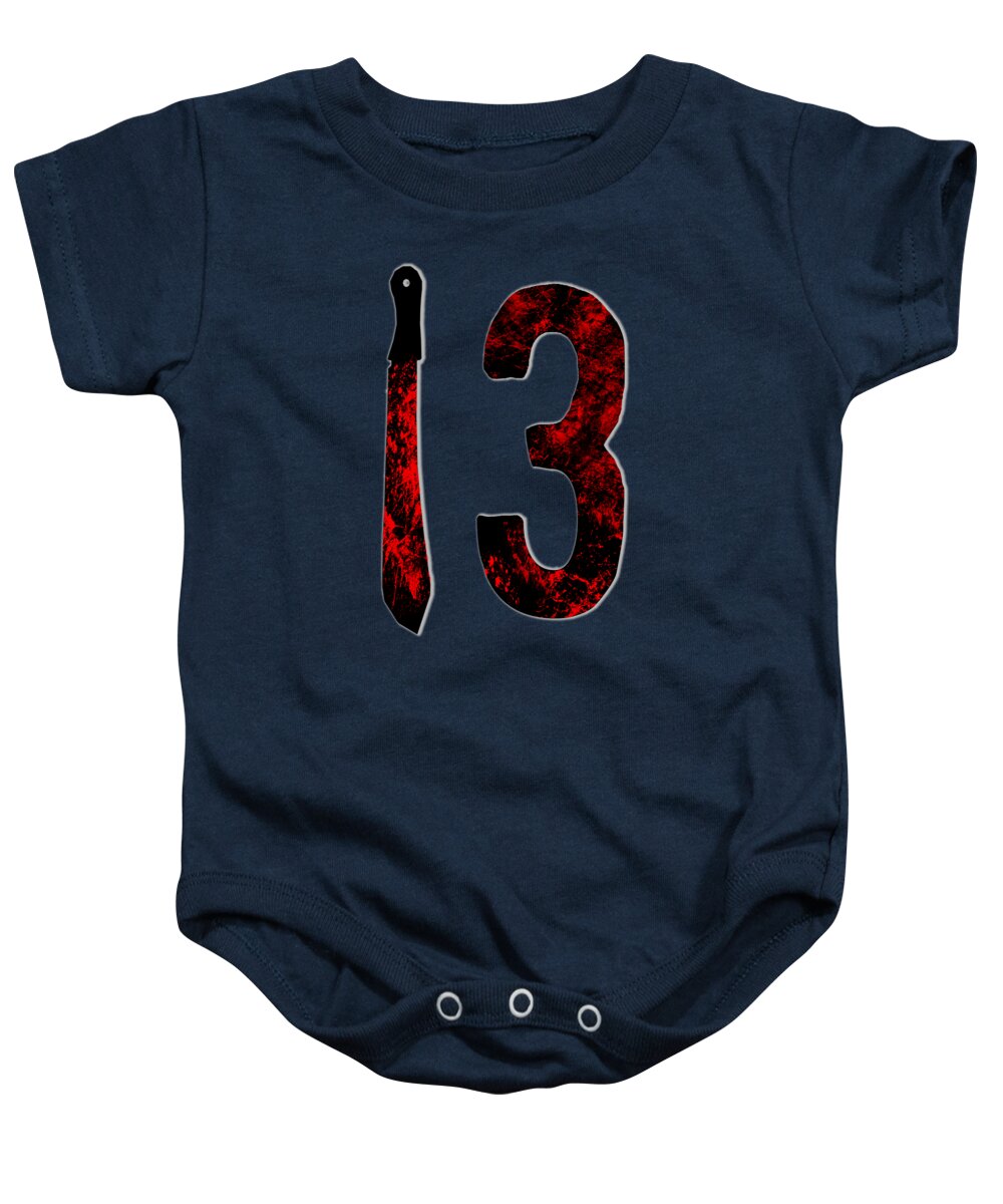 Navy baby onesie with black candle and red number 3 graphic