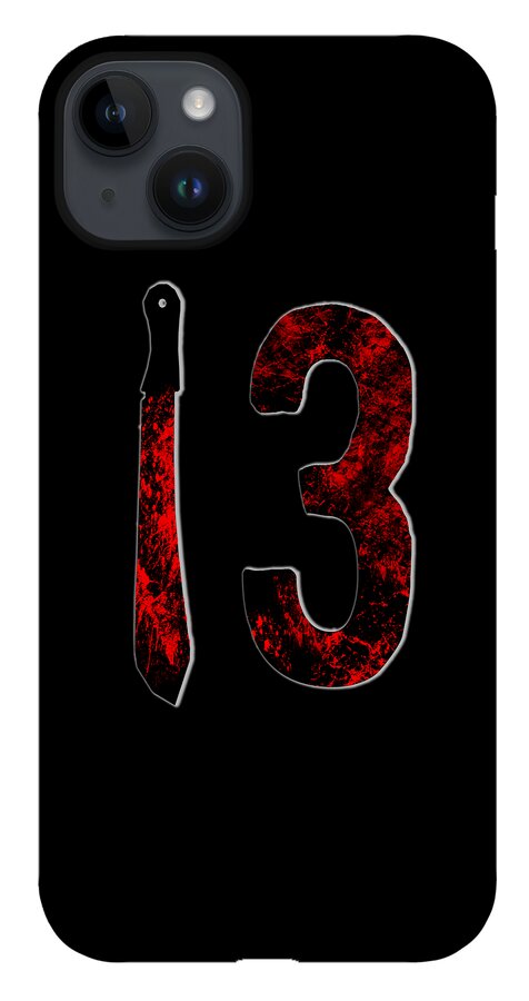 Black phone case featuring red number 3 and knife silhouette.