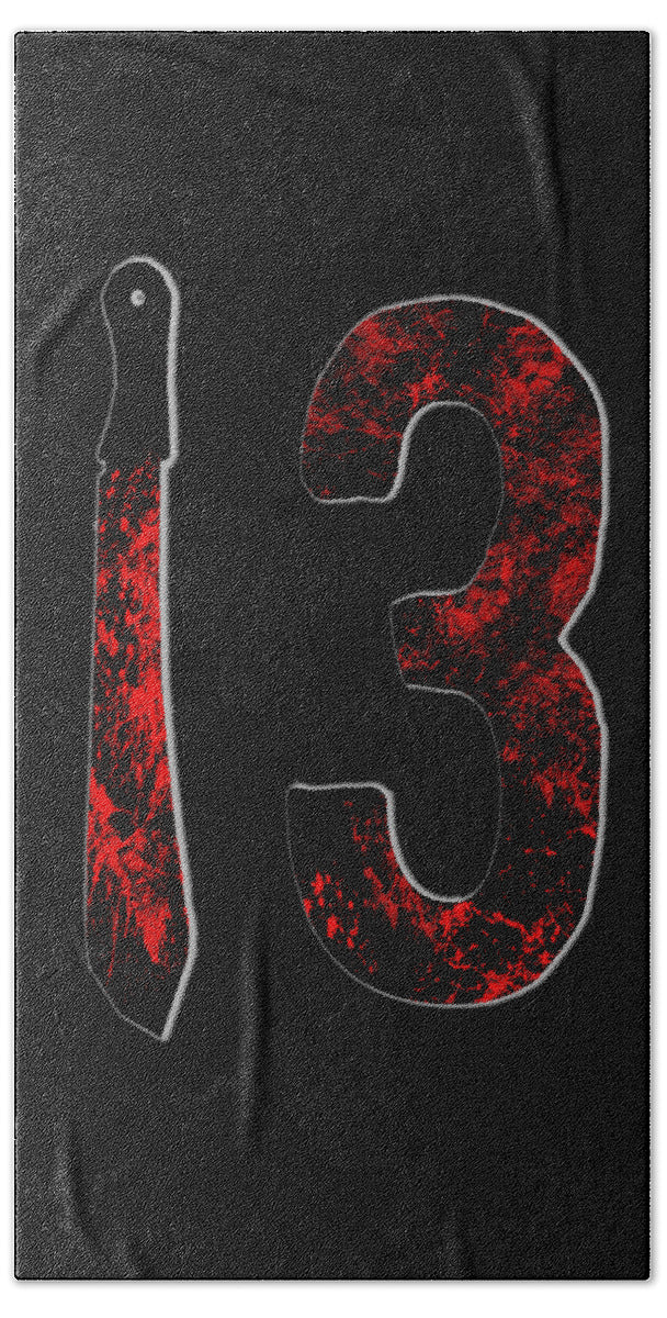 Dark beach towel with red distressed numeral 3 and dagger graphic