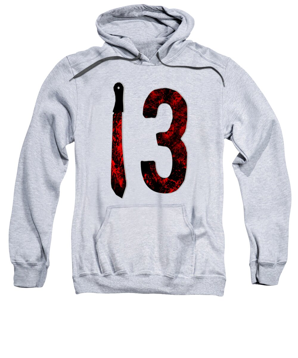 Light gray hoodie sweatshirt with large red distressed '3' front graphic and kangaroo pocket