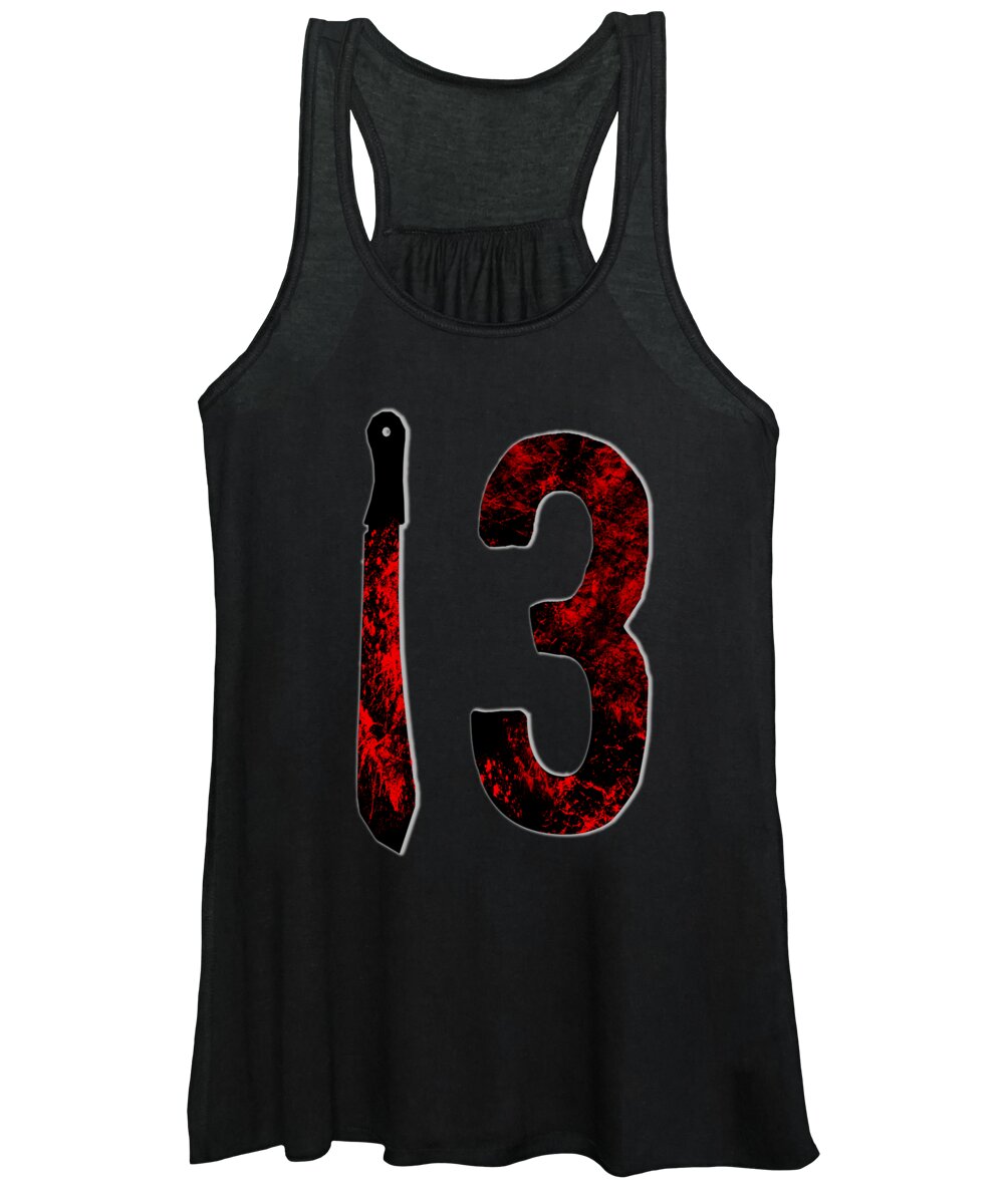 Women's tank top, black, distressed 13 front graphic
